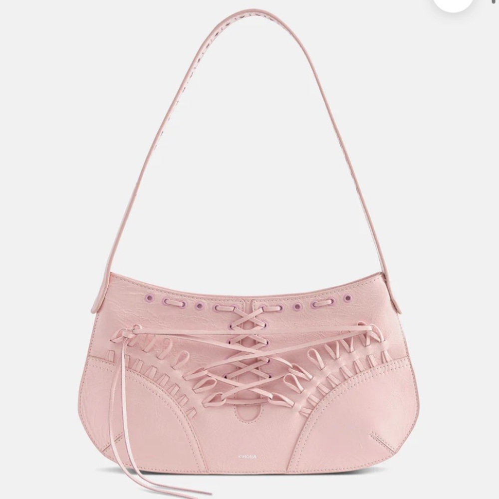 Vintage Style Pink Leather Shoulder Bag